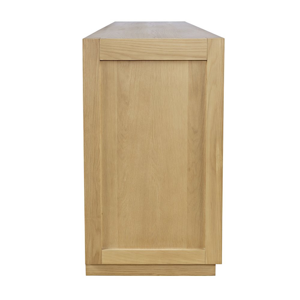 70" Contemporary Media Console with Tempered Glass Doors, Drawers and Shelves. Picture 9