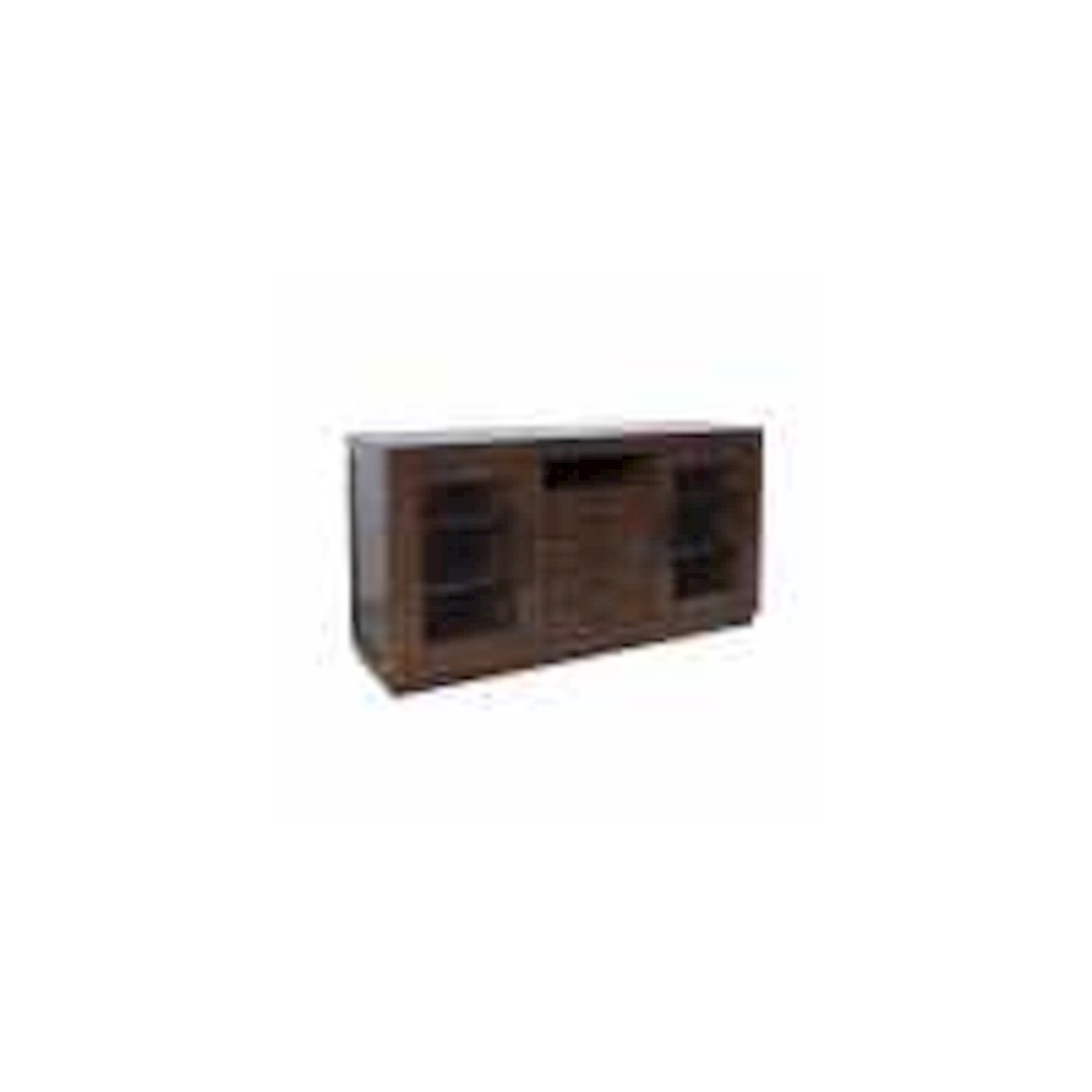 60" Contemporary Media Console with Tempered Glass Doors, Drawers and Shelves. Picture 2