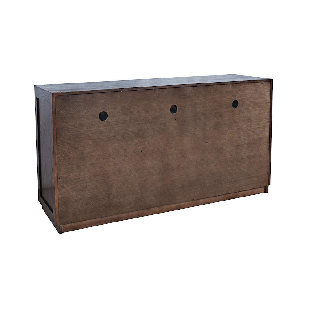 60" Contemporary Media Console with Tempered Glass Doors, Drawers and Shelves. Picture 7