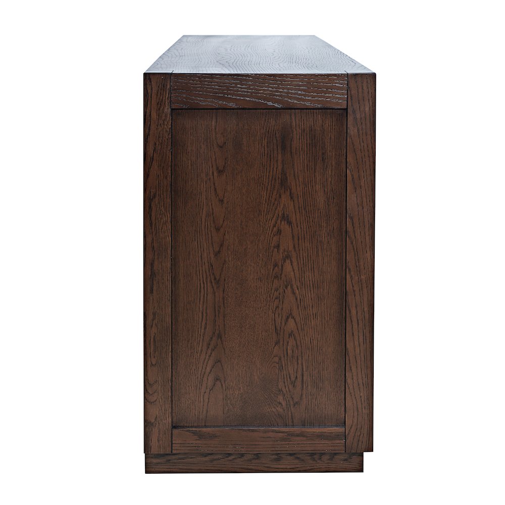 60" Contemporary Media Console with Tempered Glass Doors, Drawers and Shelves. Picture 5