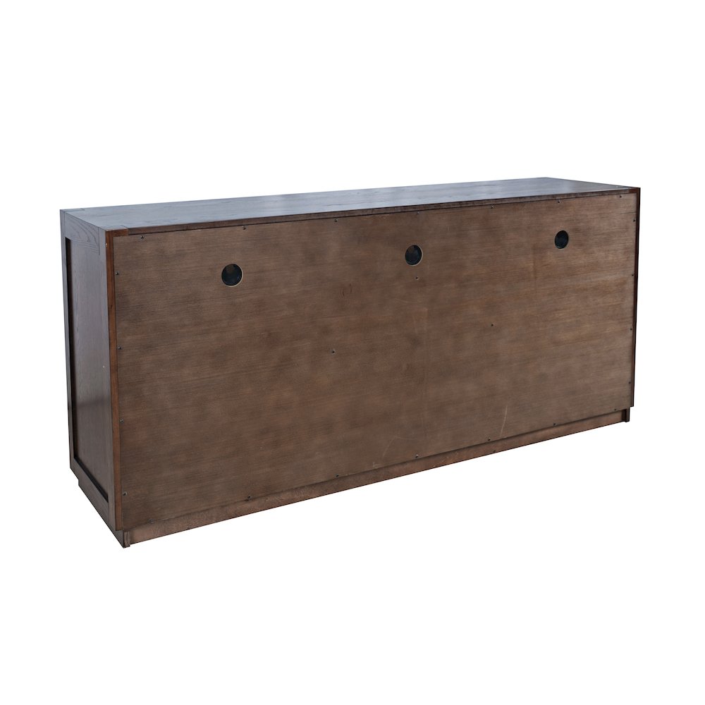 70" Contemporary Media Console with Tempered Glass Doors, Drawers and Shelves. Picture 7