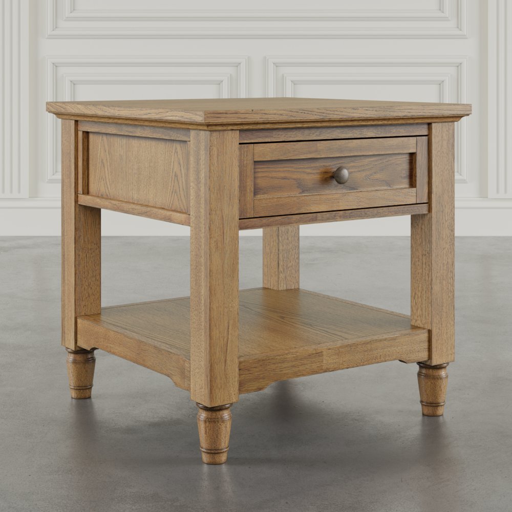 Brentwood Modern Transitional 24" Square End Table with Drawer and Storage Shelf. Picture 9