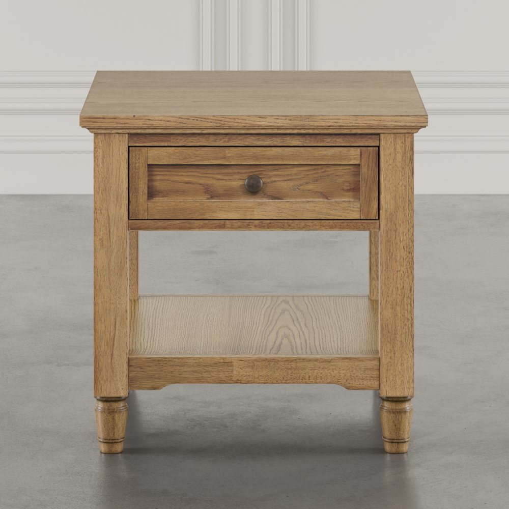 Brentwood Modern Transitional 24" Square End Table with Drawer and Storage Shelf. Picture 8