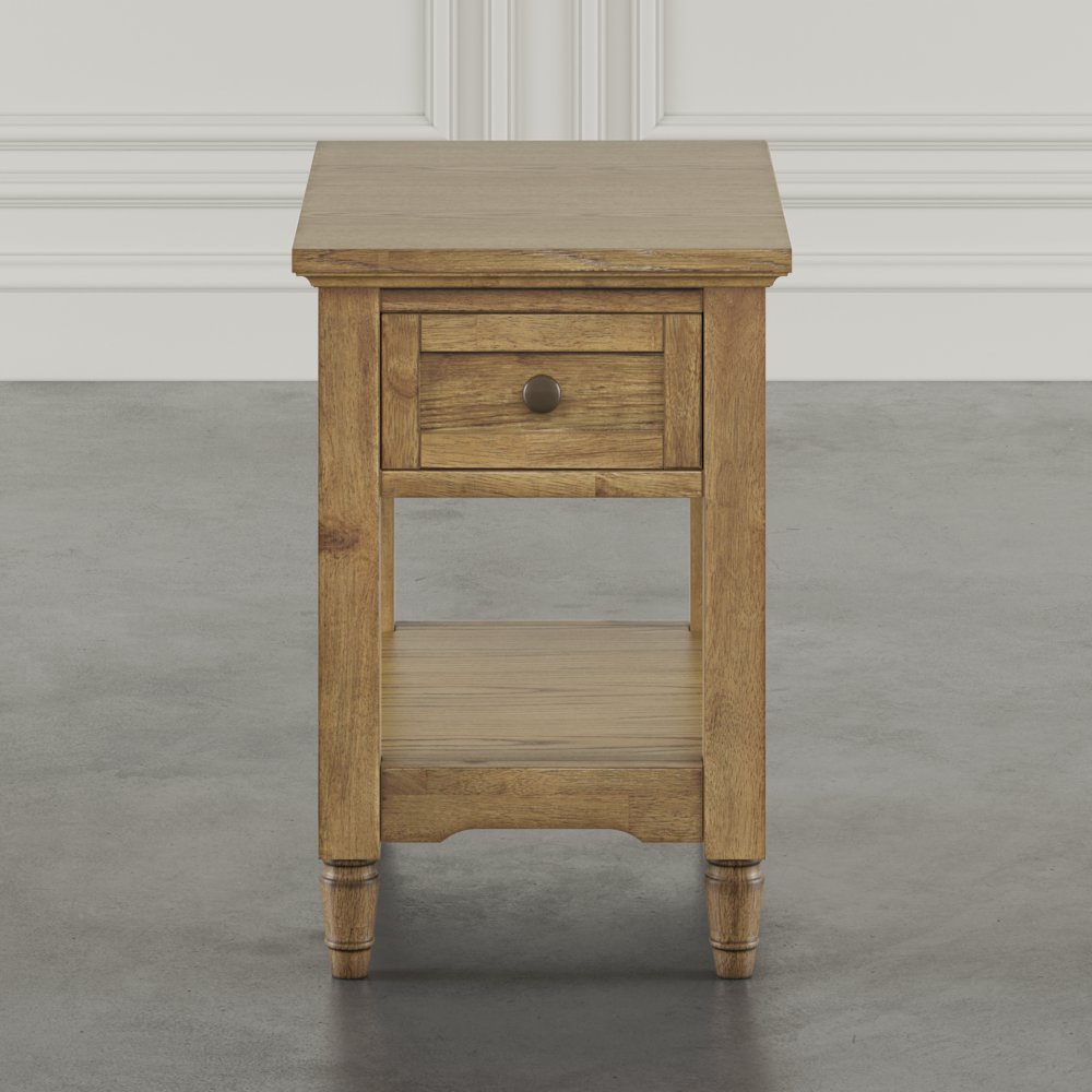 Brentwood Modern Transitional Chairside End Table with Drawer and Storage Shelf. Picture 9