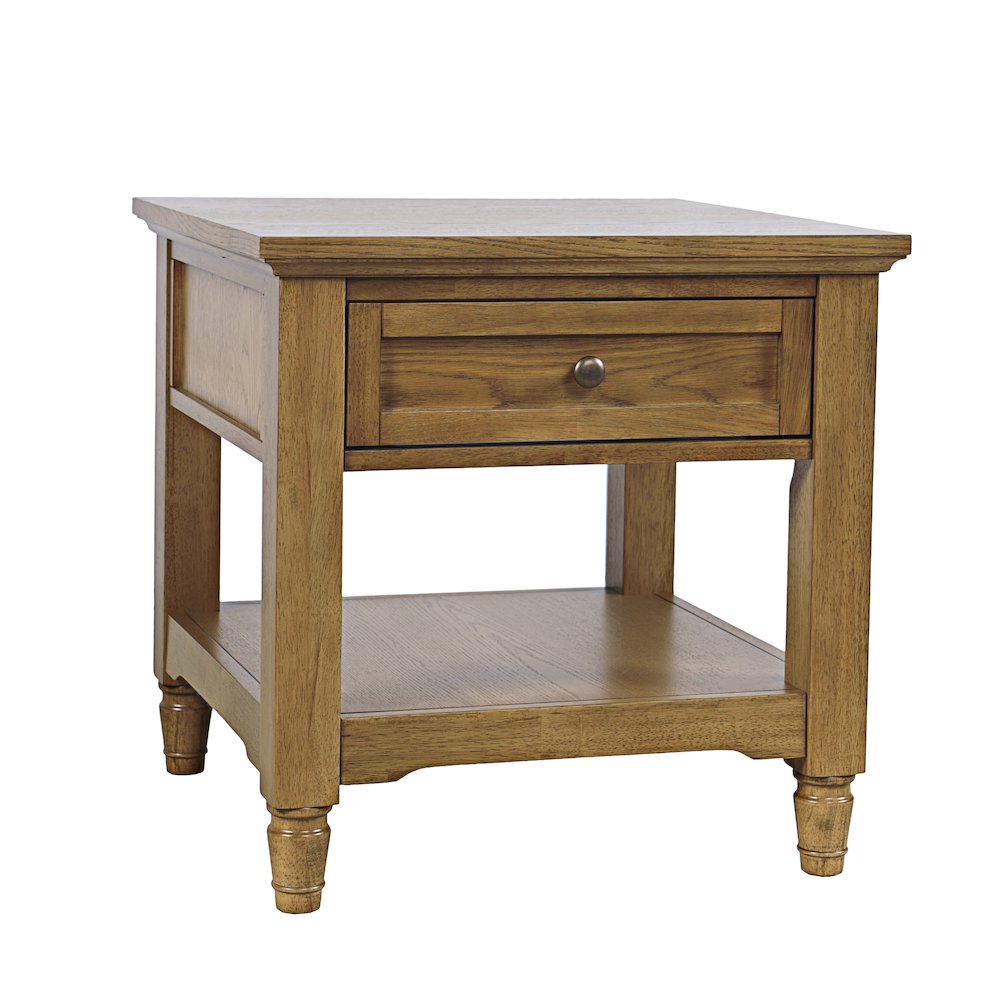 Brentwood Modern Transitional 24" Square End Table with Drawer and Storage Shelf. Picture 3