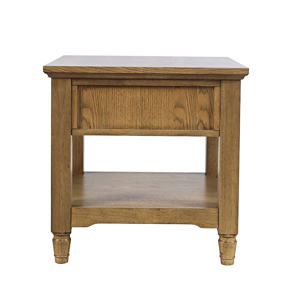 Brentwood Modern Transitional 24" Square End Table with Drawer and Storage Shelf. Picture 7