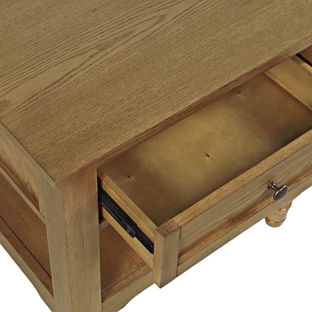 Brentwood Modern Transitional 24" Square End Table with Drawer and Storage Shelf. Picture 4