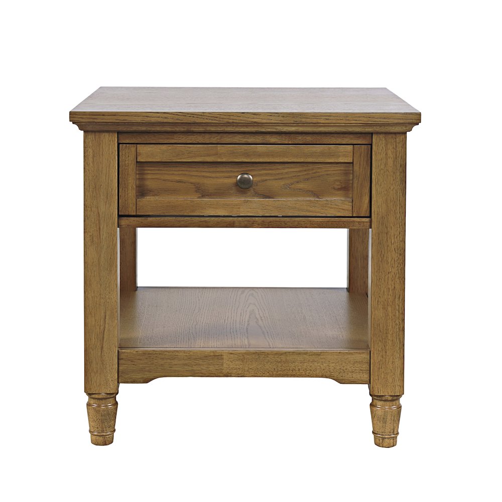 Brentwood Modern Transitional 24" Square End Table with Drawer and Storage Shelf. Picture 1