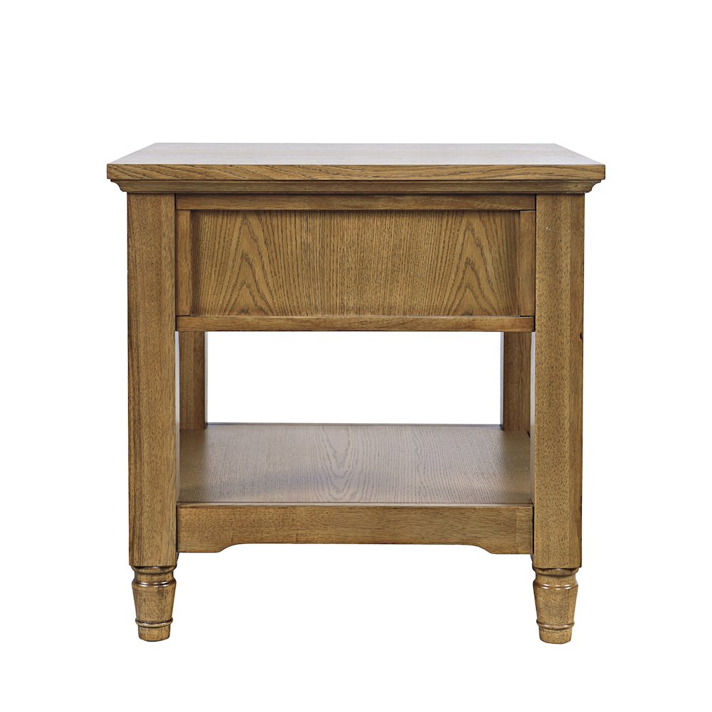 Brentwood Modern Transitional 24" Square End Table with Drawer and Storage Shelf. Picture 5