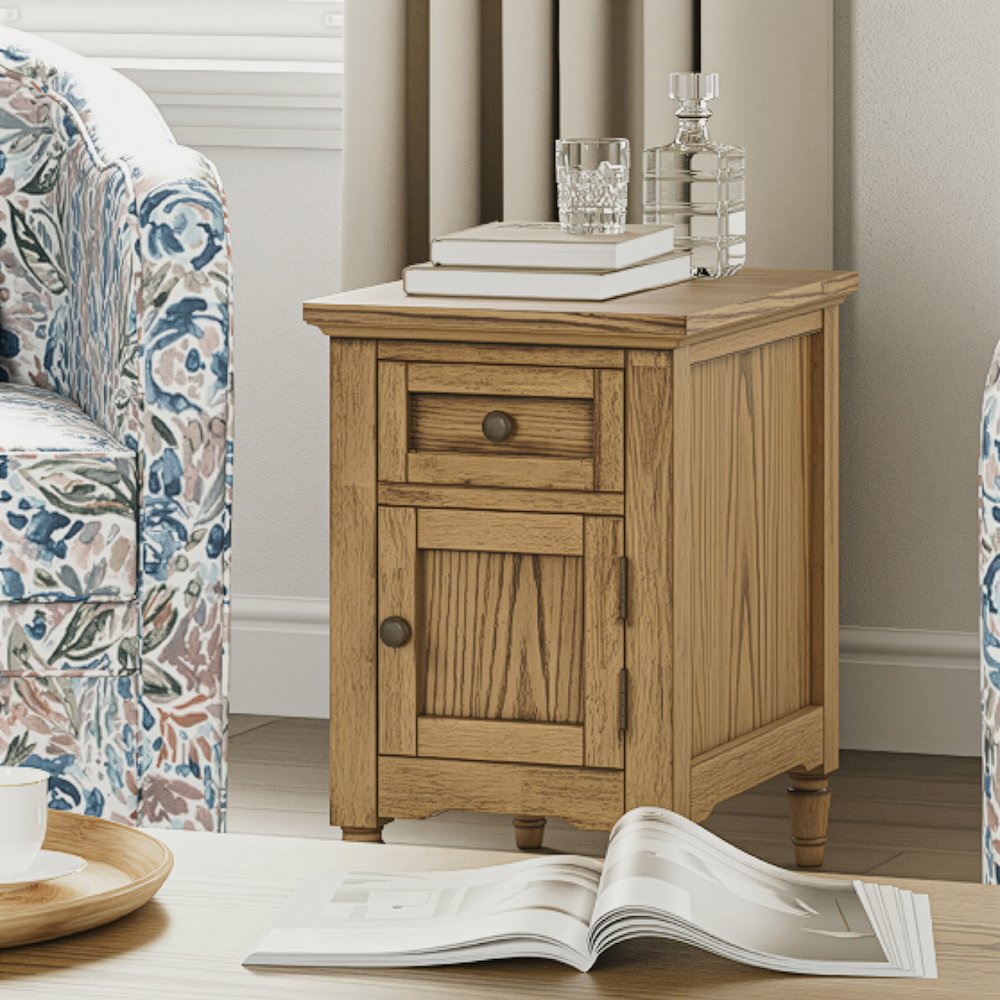 Brentwood Modern Transitional USB Charging End Table with Storage Cabinet. Picture 11