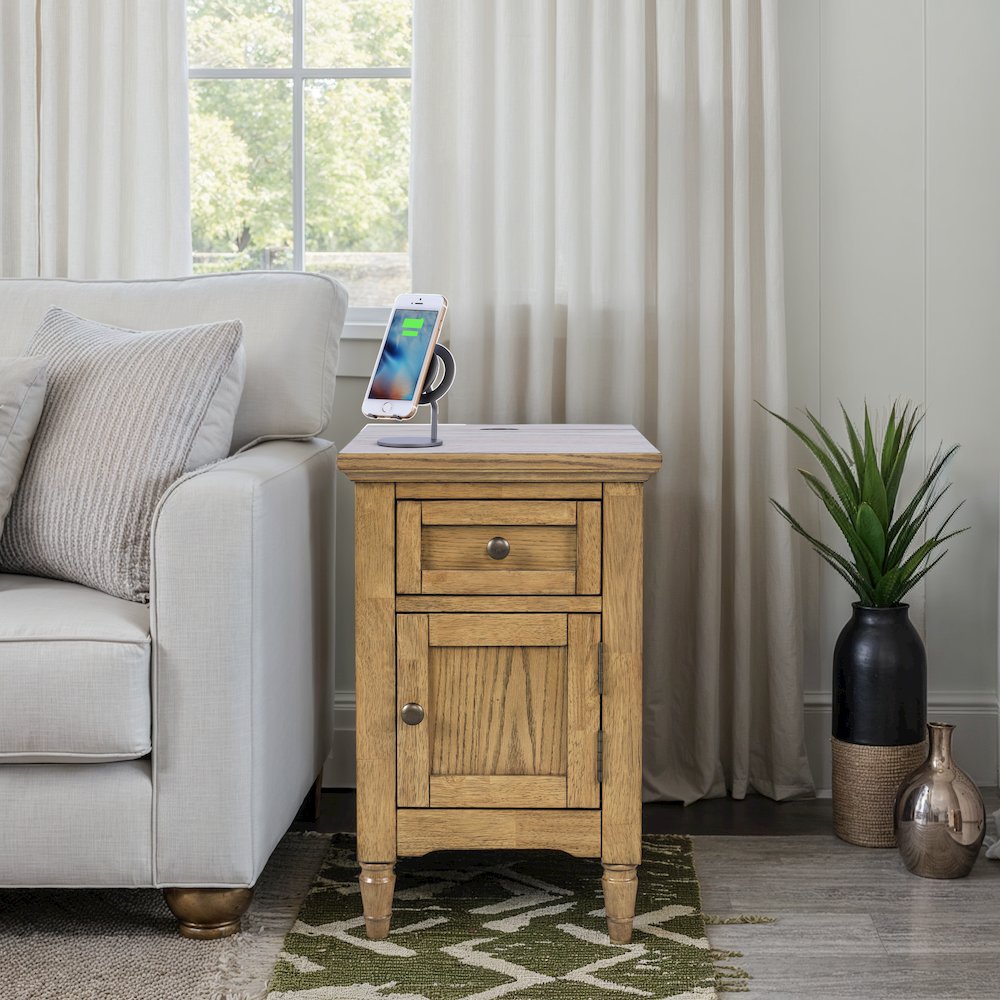 Brentwood Modern Transitional USB Charging End Table with Storage Cabinet. Picture 2