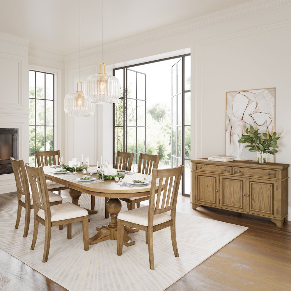 Brentwood Modern Transitional 102" Double Pedestal Dining Table. Picture 2