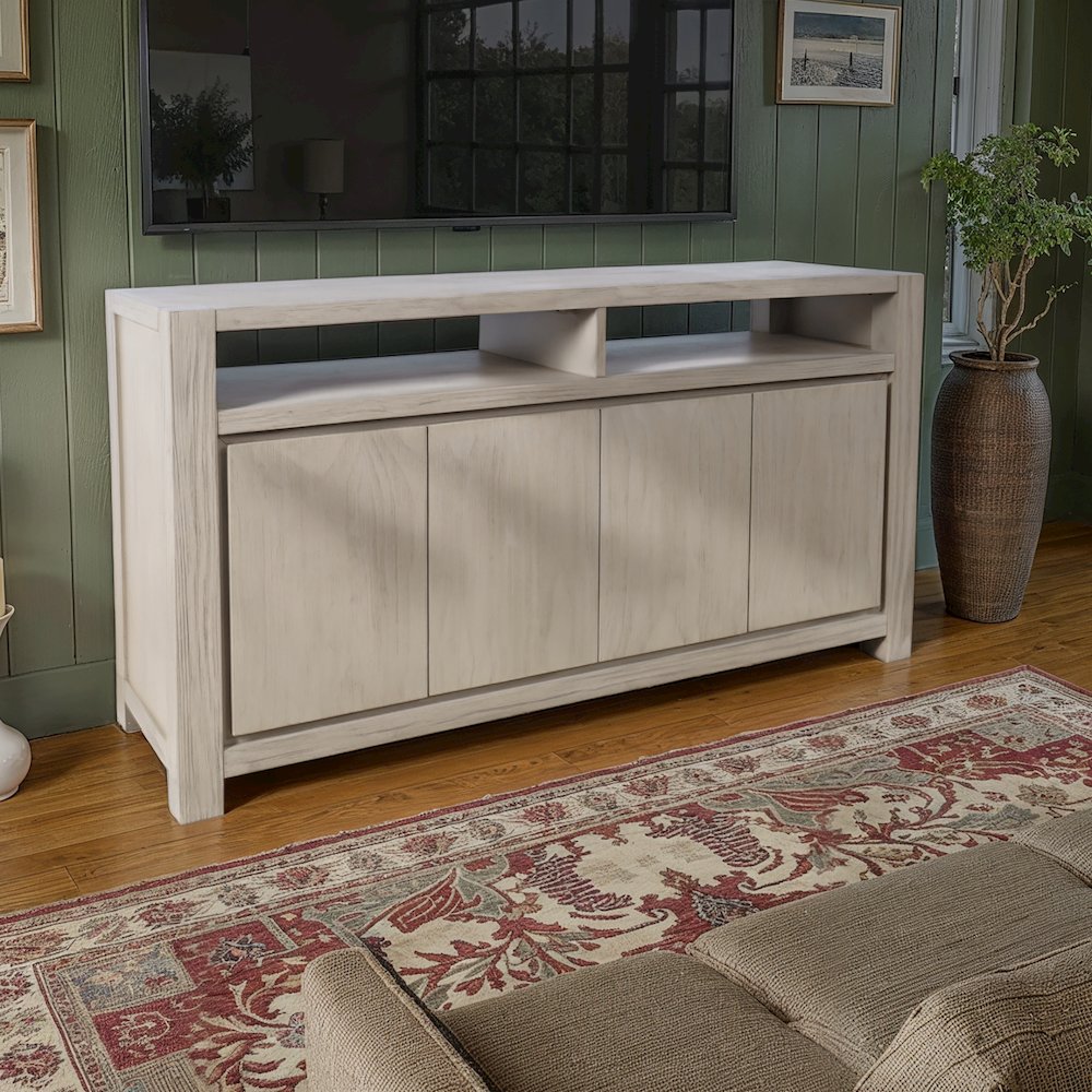 60" Modern Transitional Media Console TV Stand with Four-Door Cabinet Storage. Picture 8