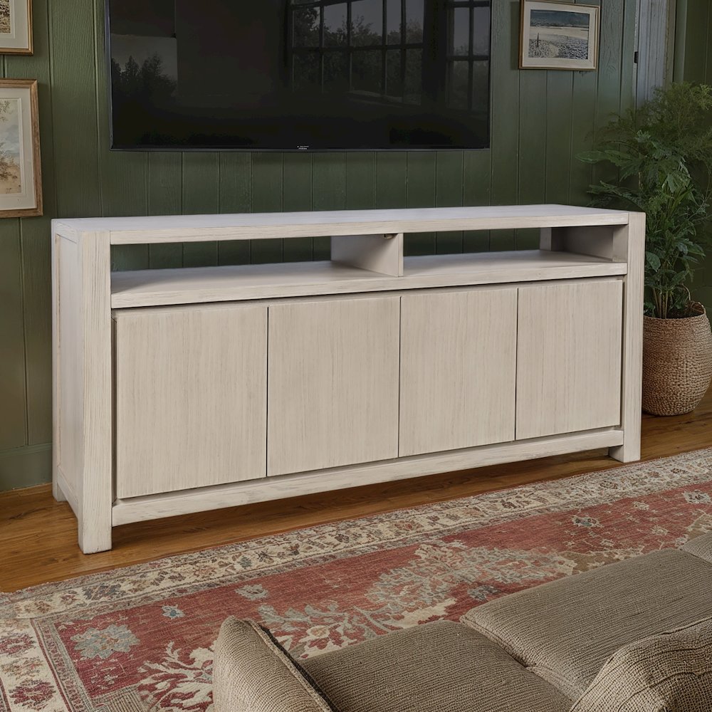 70" Modern Transitional Media Console TV Stand with Four-Door Cabinet Storage. Picture 8