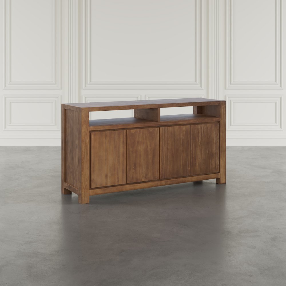 60" Modern Transitional Media Console TV Stand with Four-Door Cabinet Storage. Picture 10