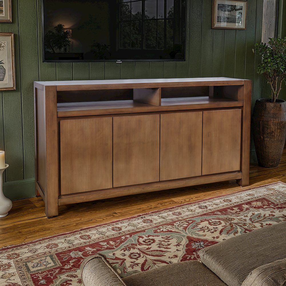 60" Modern Transitional Media Console TV Stand with Four-Door Cabinet Storage. Picture 8