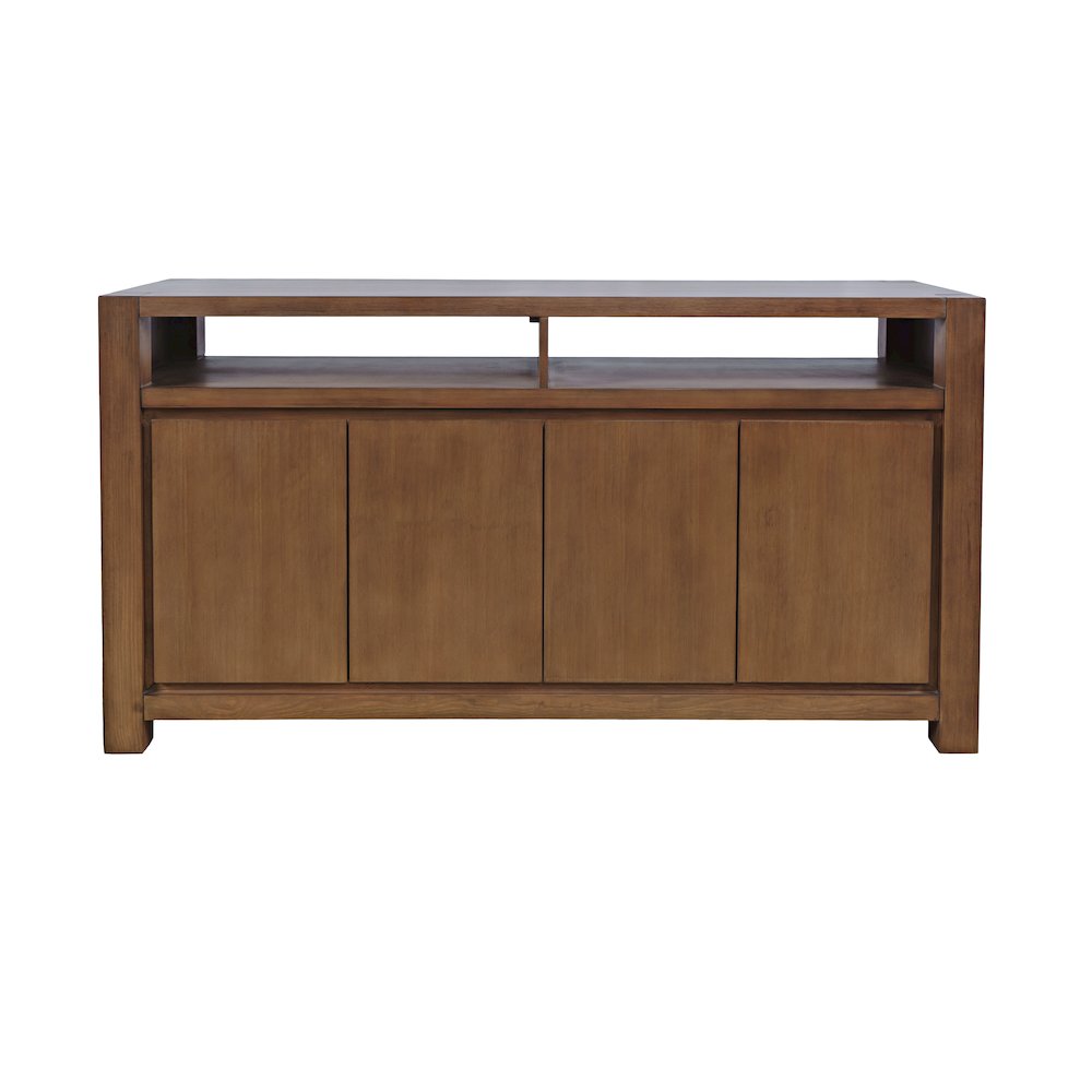 60" Modern Transitional Media Console TV Stand with Four-Door Cabinet Storage. Picture 1