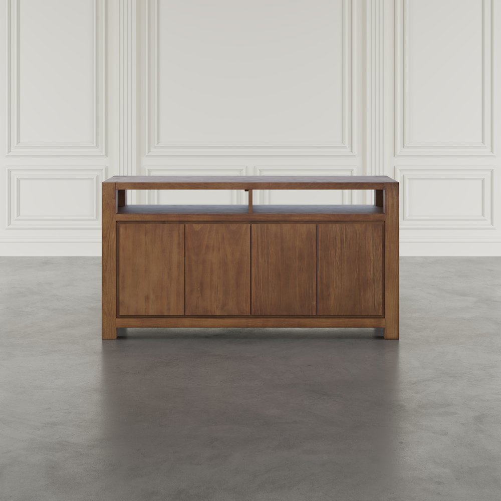 60" Modern Transitional Media Console TV Stand with Four-Door Cabinet Storage. Picture 9