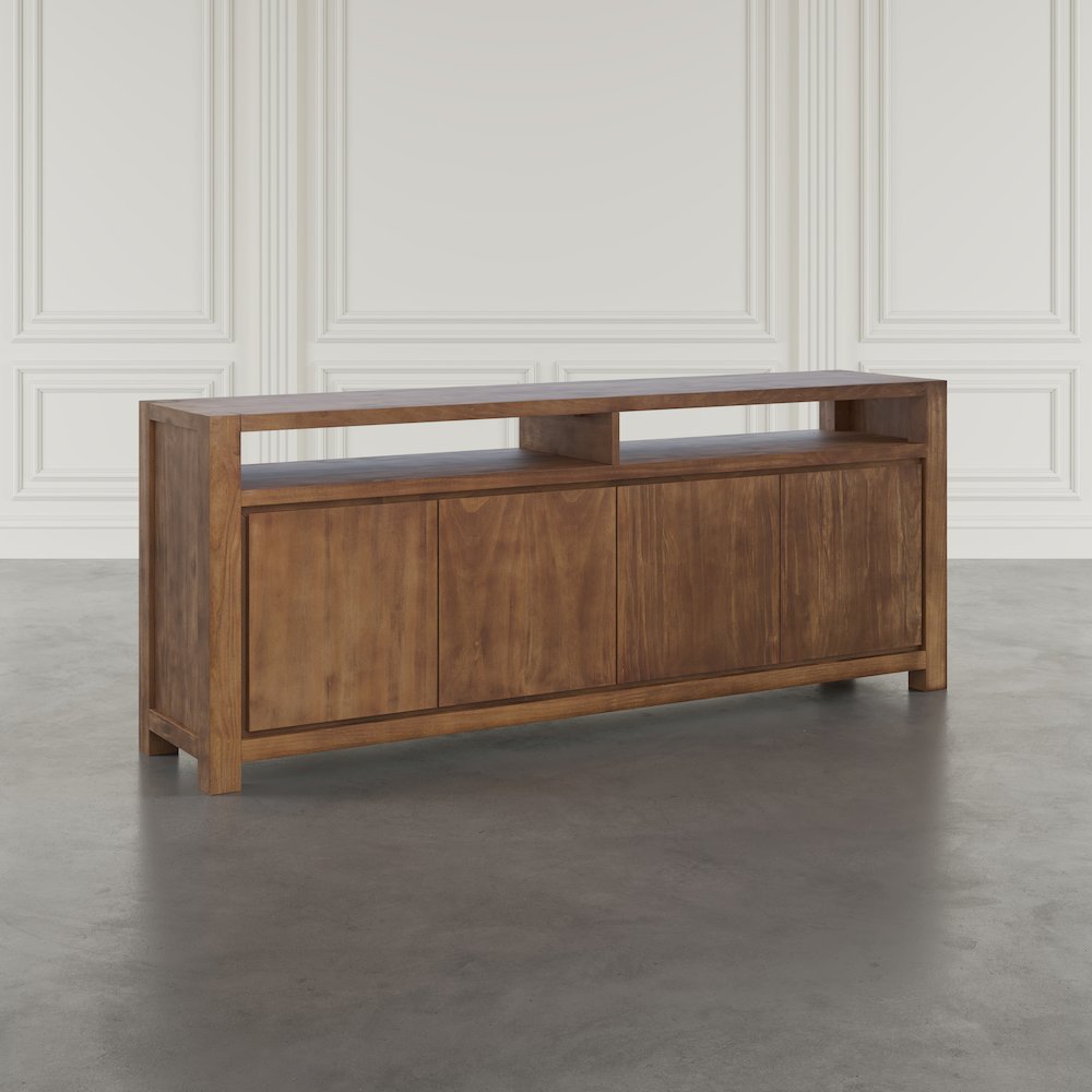80" Modern Transitional Media Console TV Stand with Four-Door Cabinet Storage. Picture 10