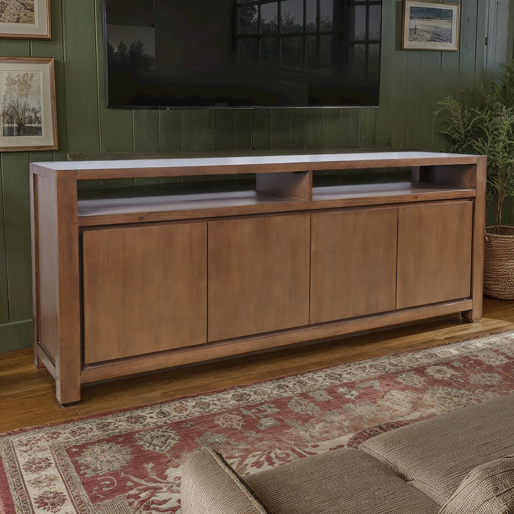 80" Modern Transitional Media Console TV Stand with Four-Door Cabinet Storage. Picture 8