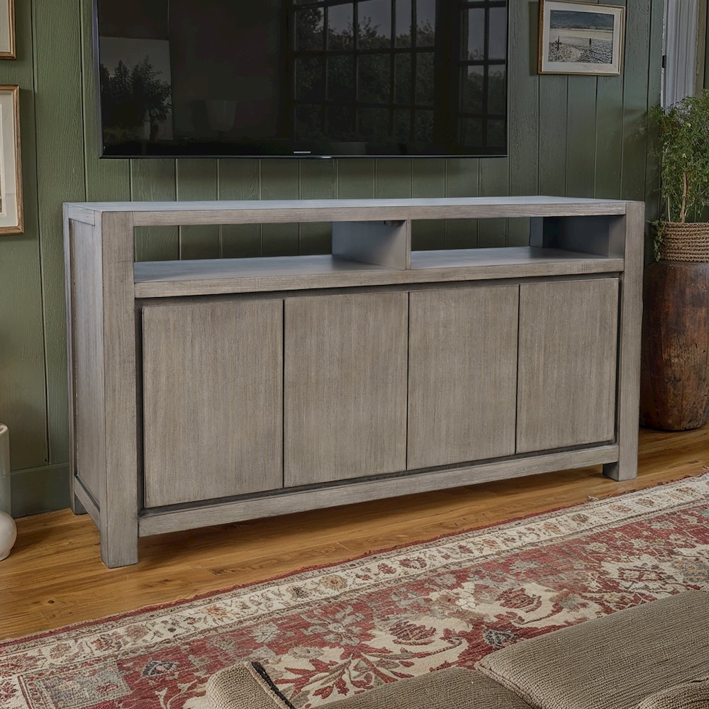 60" Modern Transitional Media Console TV Stand with Four-Door Cabinet Storage. Picture 8