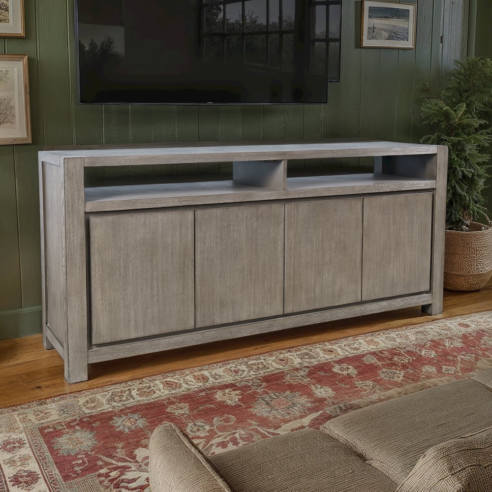 70" Modern Transitional Media Console TV Stand with Four-Door Cabinet Storage. Picture 8