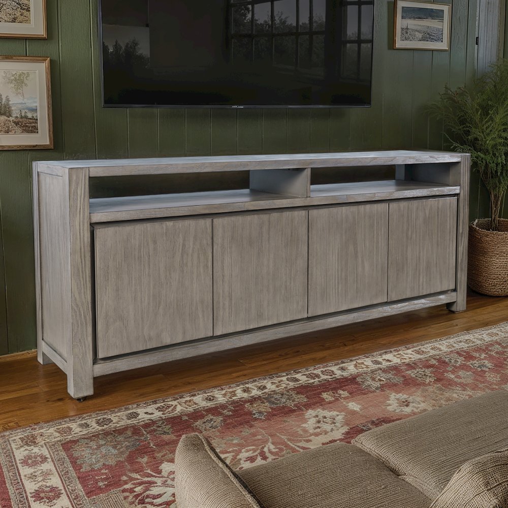 80" Modern Transitional Media Console TV Stand with Four-Door Cabinet Storage. Picture 8