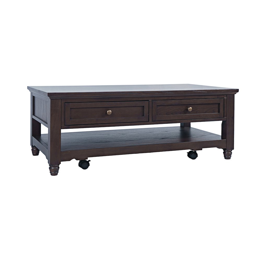 Brentwood Modern Transitional 50" Coffee Table With Storage and Caster Wheels. Picture 2