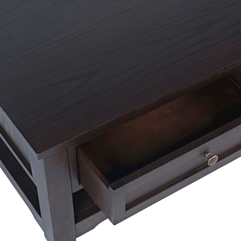Brentwood Modern Transitional 50" Coffee Table With Storage and Caster Wheels. Picture 3