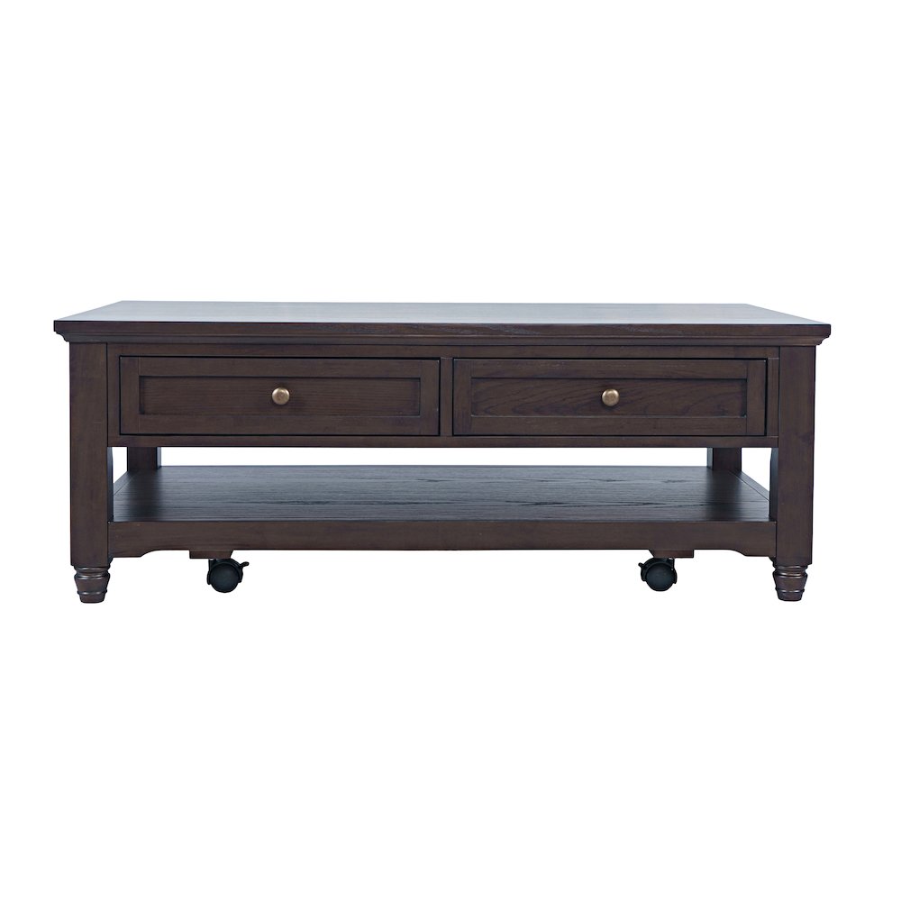 Brentwood Modern Transitional 50" Coffee Table With Storage and Caster Wheels. Picture 1