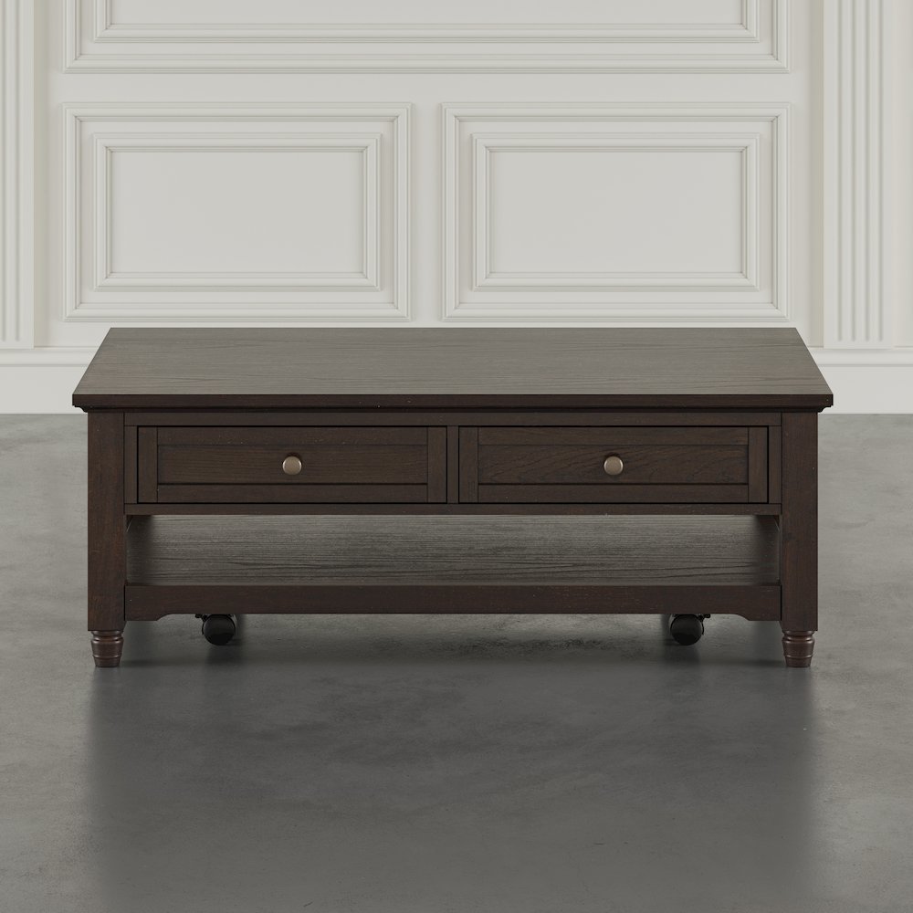 Brentwood Modern Transitional 50" Coffee Table With Storage and Caster Wheels. Picture 8
