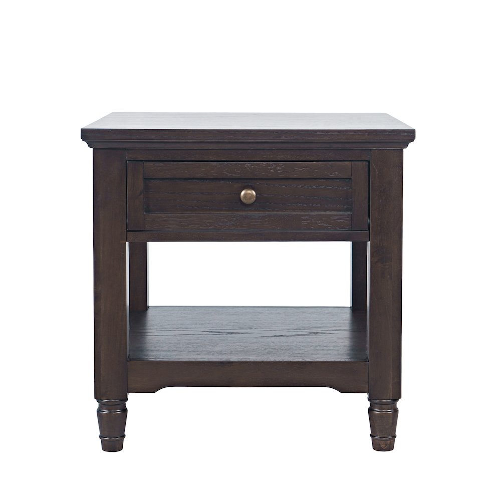 Brentwood Modern Transitional 24" Square End Table with Drawer and Storage Shelf. Picture 1