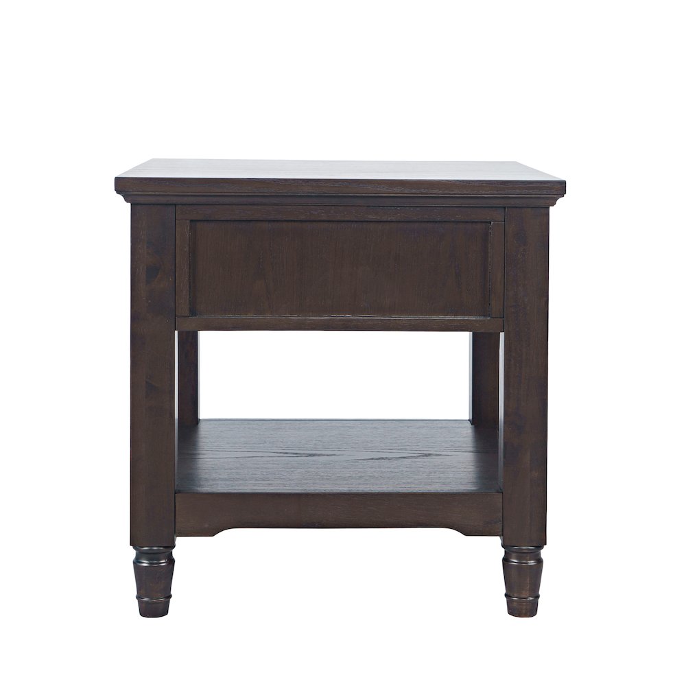 Brentwood Modern Transitional 24" Square End Table with Drawer and Storage Shelf. Picture 6