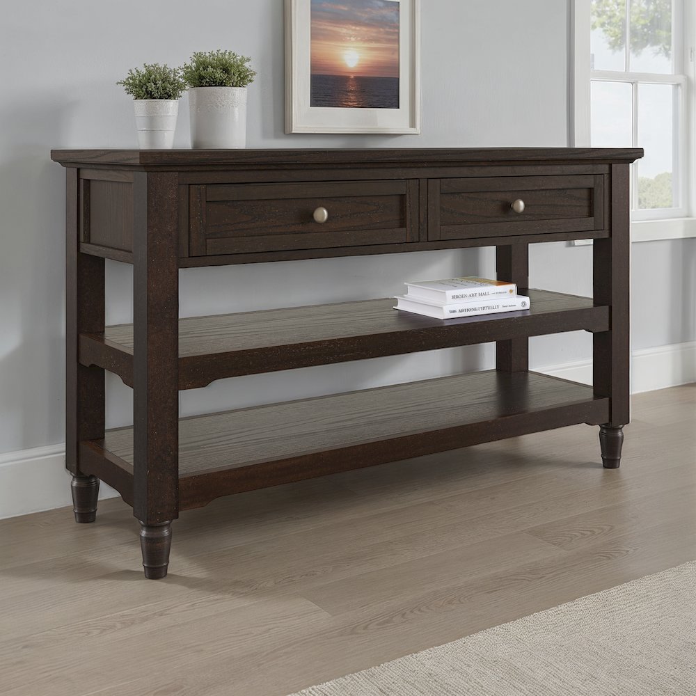 Brentwood Modern 50" Sofa Console Table with Drawers and Storage Shelves. Picture 2