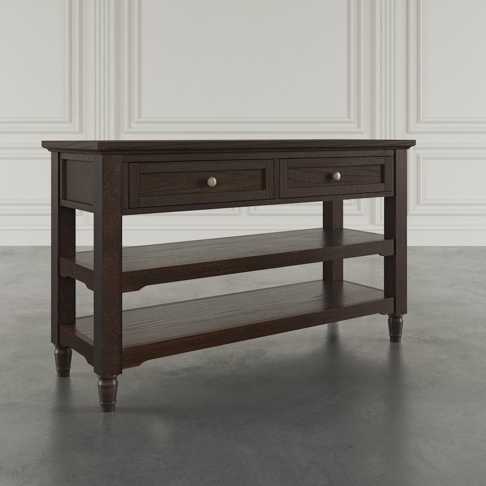 Brentwood Modern 50" Sofa Console Table with Drawers and Storage Shelves. Picture 8