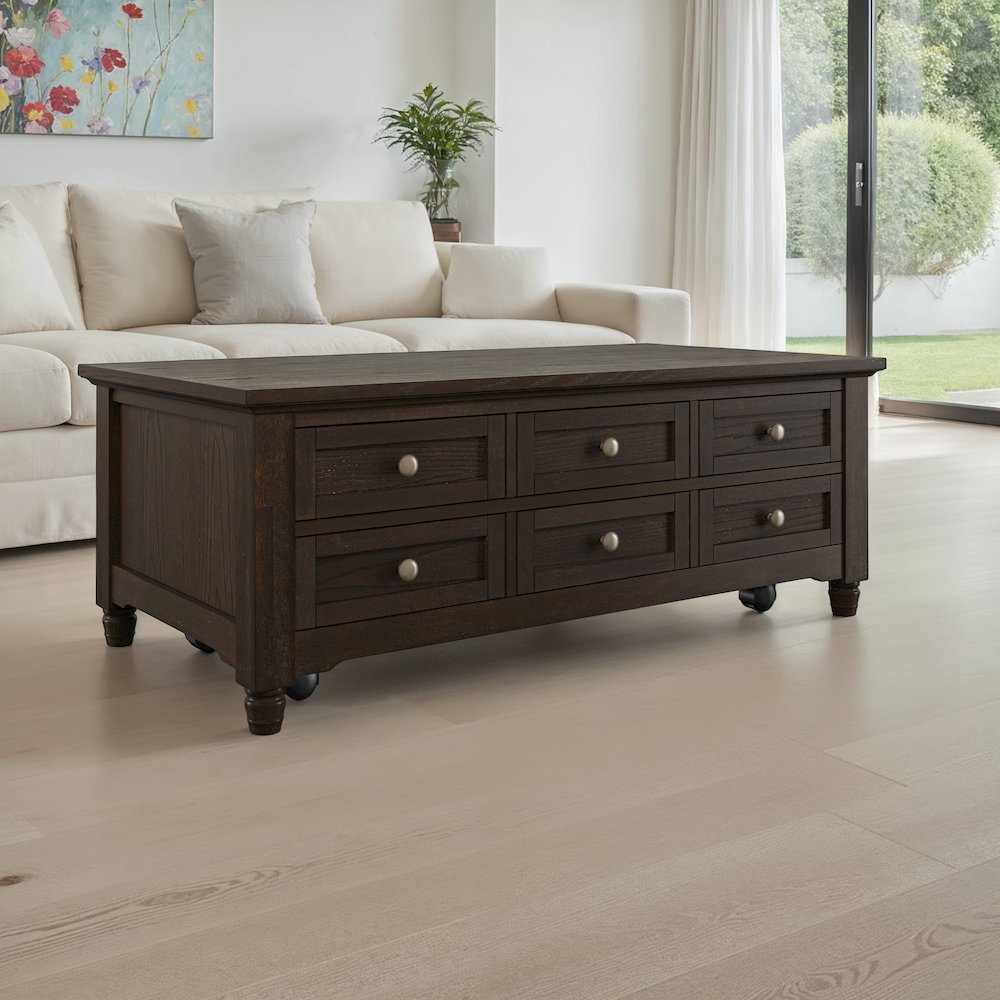 Brentwood Modern Transitional Lift-Top Coffee Table With Storage. Picture 7
