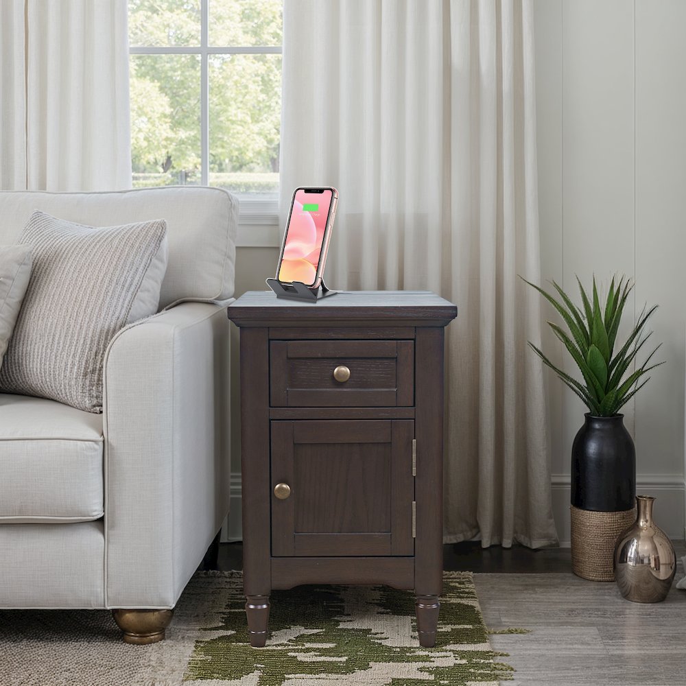 Brentwood Modern Transitional USB Charging End Table with Storage Cabinet. Picture 2