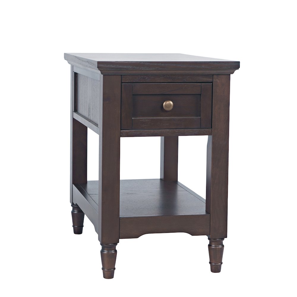 Brentwood Modern Transitional Chairside End Table with Drawer and Storage Shelf. Picture 3