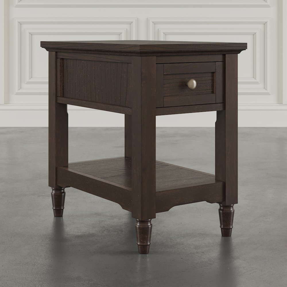 Brentwood Modern Transitional Chairside End Table with Drawer and Storage Shelf. Picture 8