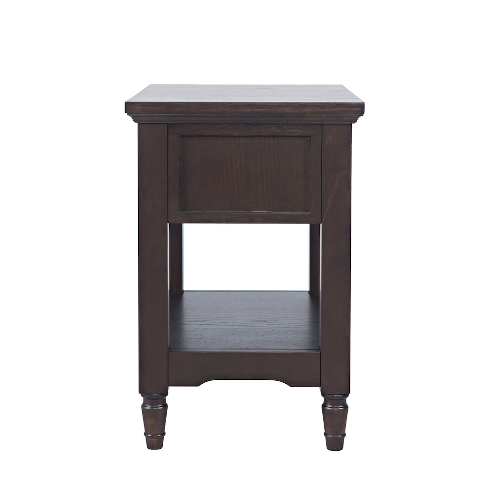 Brentwood Modern Transitional Chairside End Table with Drawer and Storage Shelf. Picture 6
