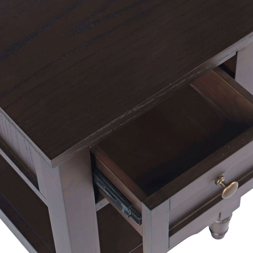 Brentwood Modern Transitional Chairside End Table with Drawer and Storage Shelf. Picture 4