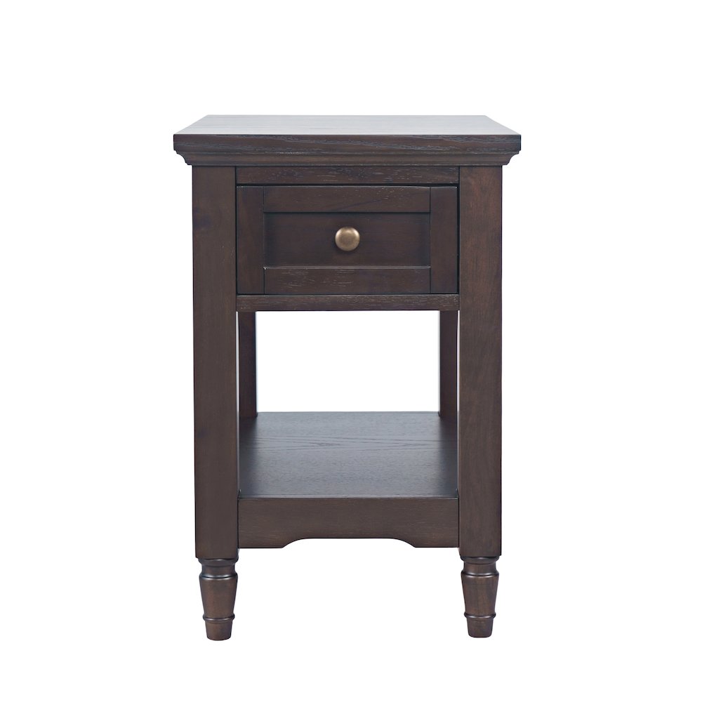 Brentwood Modern Transitional Chairside End Table with Drawer and Storage Shelf. Picture 1