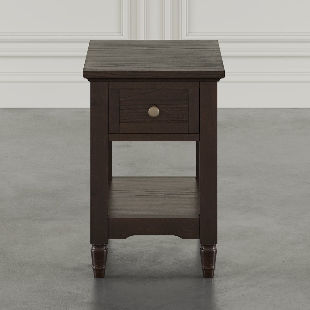 Brentwood Modern Transitional Chairside End Table with Drawer and Storage Shelf. Picture 7