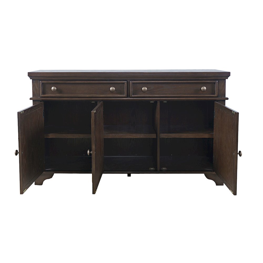 Brentwood 60" Modern Transitional Three Door Sideboard Storage Cabinet. Picture 5