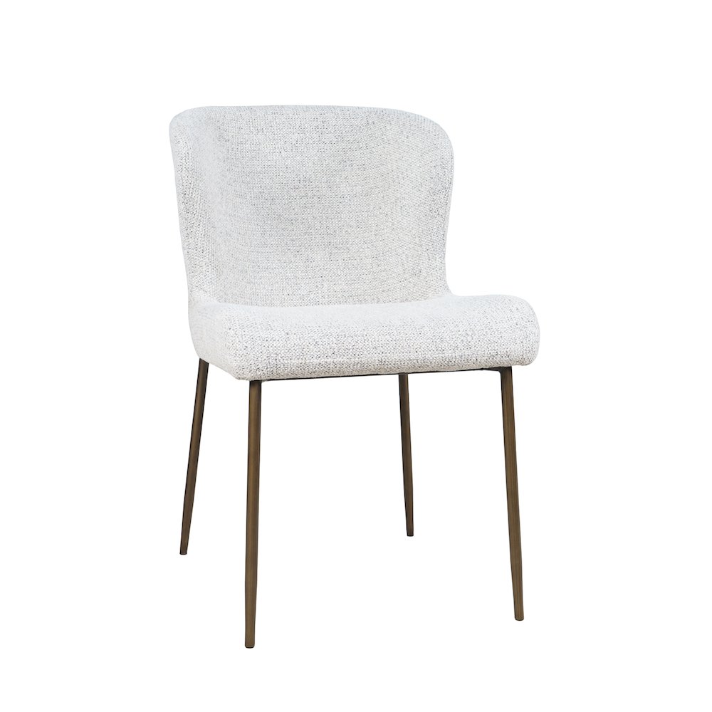 Upholstered Dining Chair with Performance Fabric and Antique Brass Legs-Set of 2. Picture 2