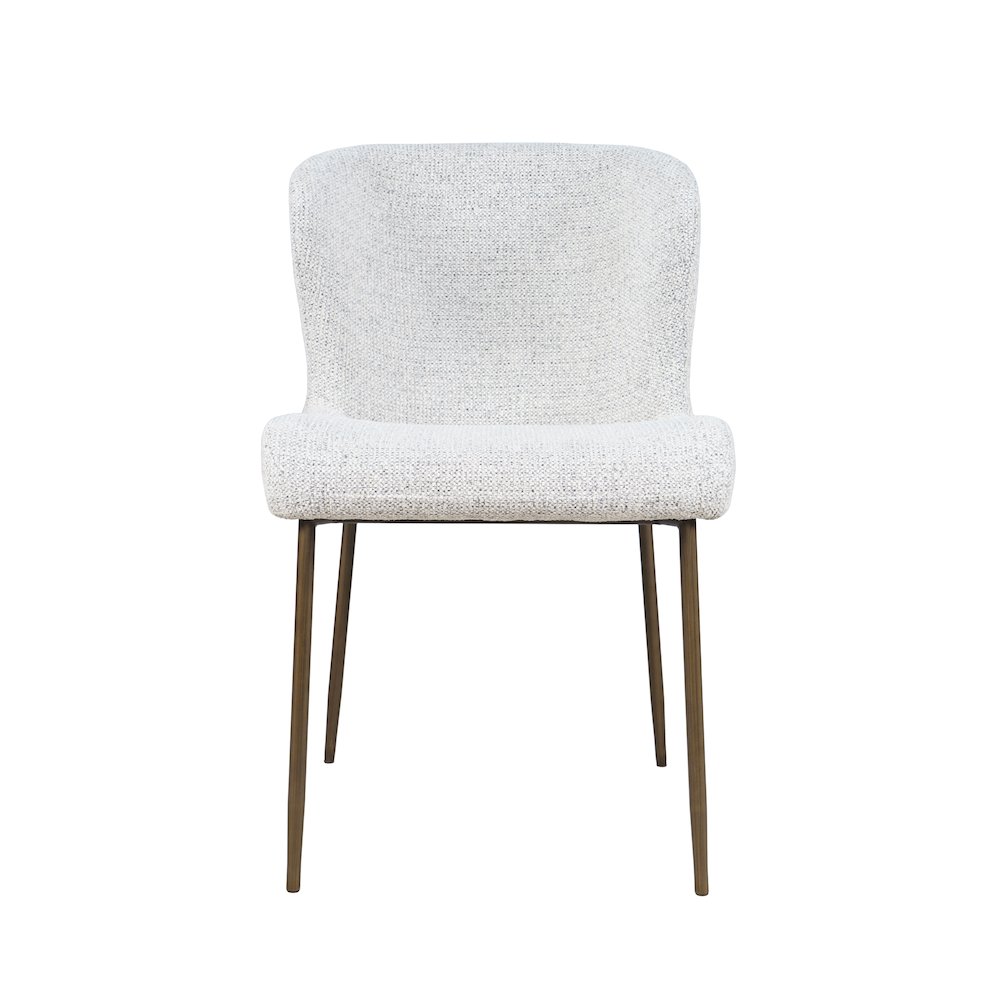 Upholstered Dining Chair with Performance Fabric and Antique Brass Legs-Set of 2. Picture 1