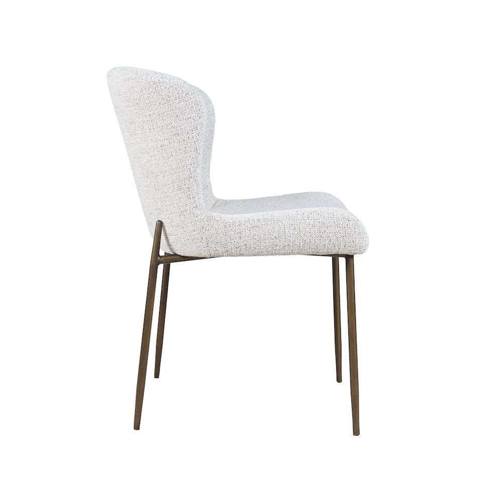 Upholstered Dining Chair with Performance Fabric and Antique Brass Legs-Set of 2. Picture 4