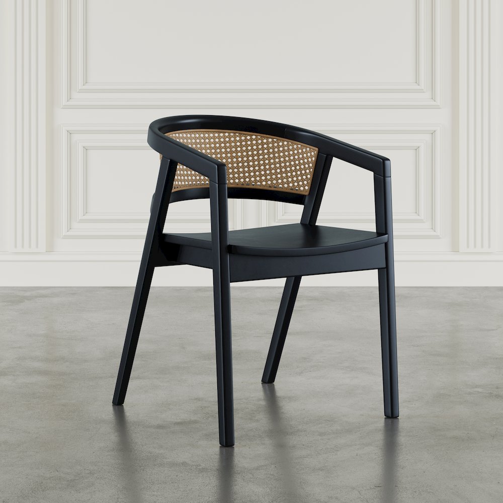 Lucas Modern Scandinavian Cane-Back Dining Armchair. Picture 8
