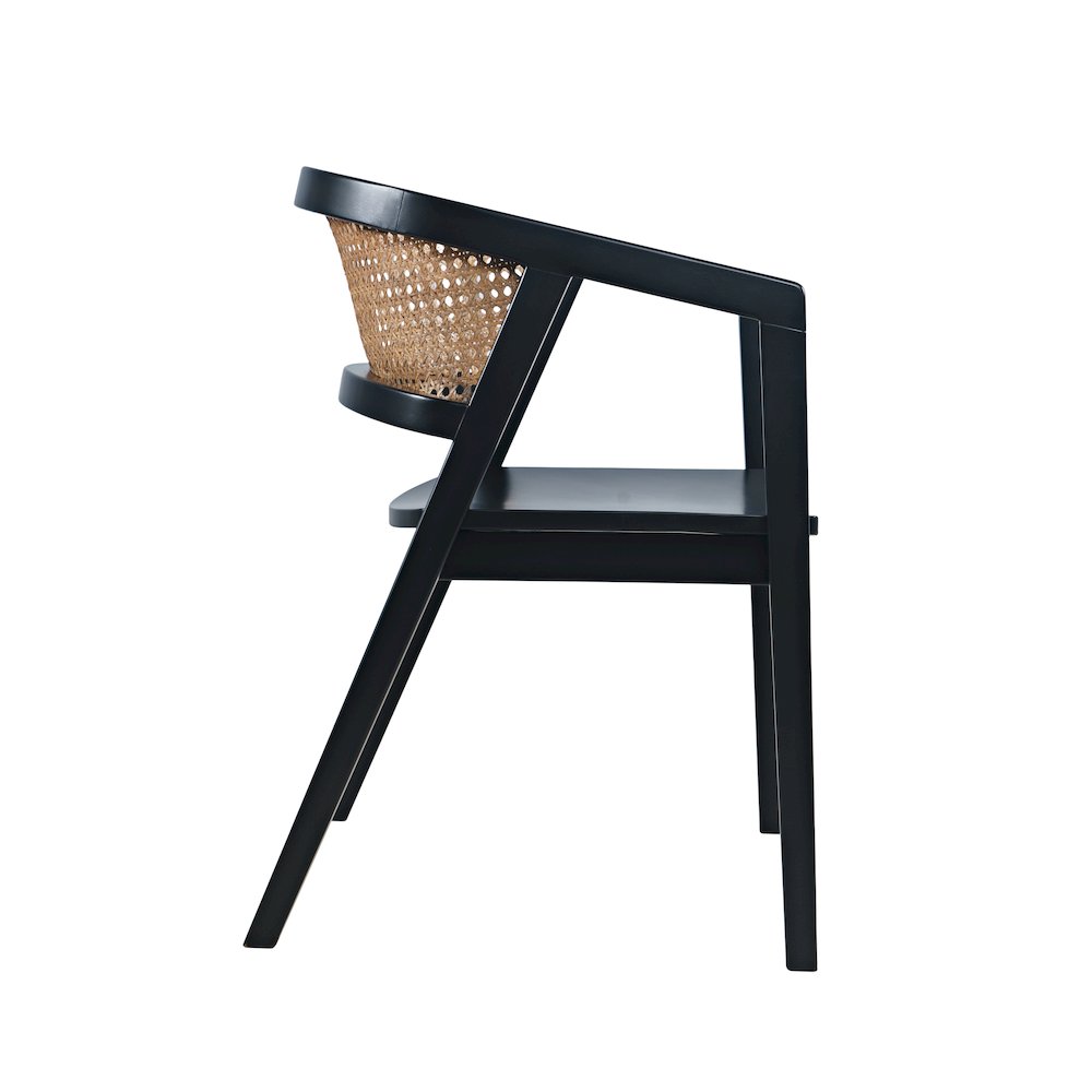 Lucas Modern Scandinavian Cane-Back Dining Armchair. Picture 5