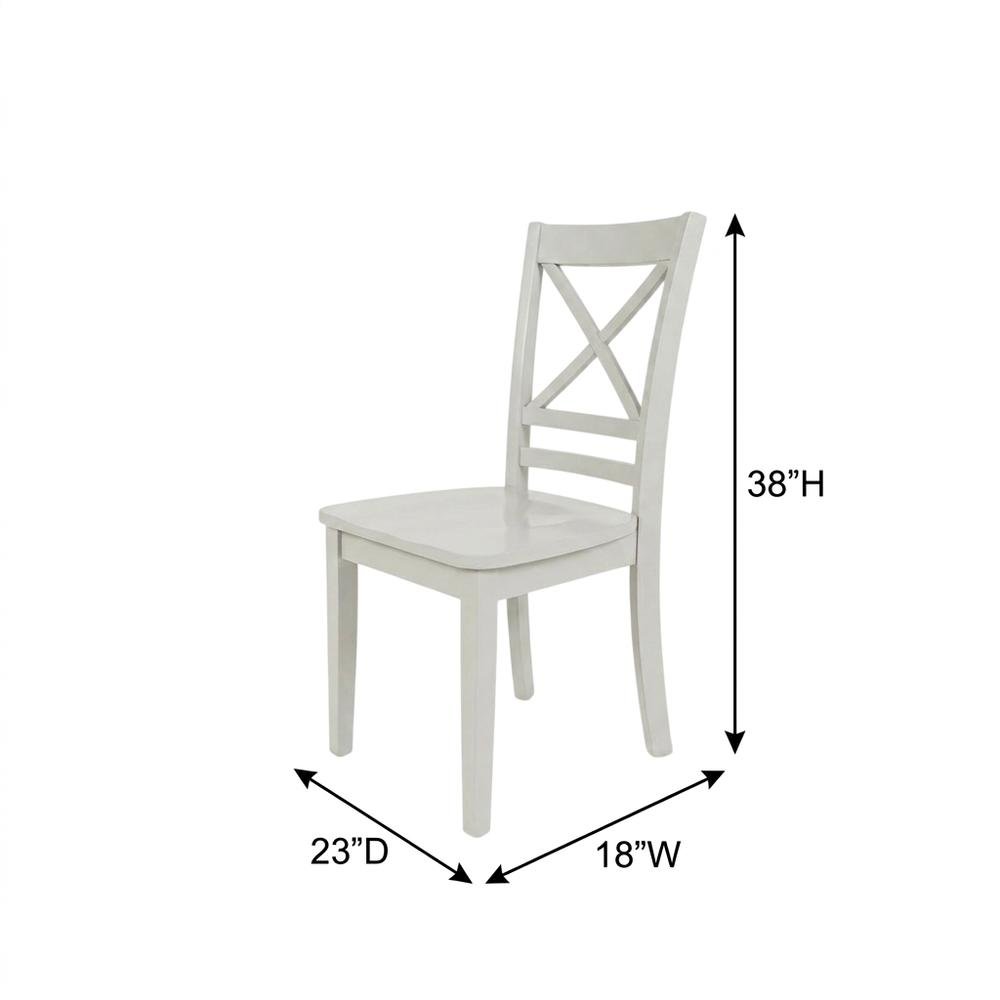 Solid Acacia Wood Cross-Back Dining Chairs, Grey, Set of 2. Picture 6